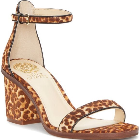 NEW VINCE‎ CAMUTO Kreestey Ankle Strap Sandal NATURAL CALF HAIR Womens Size 8M - Picture 1 of 5